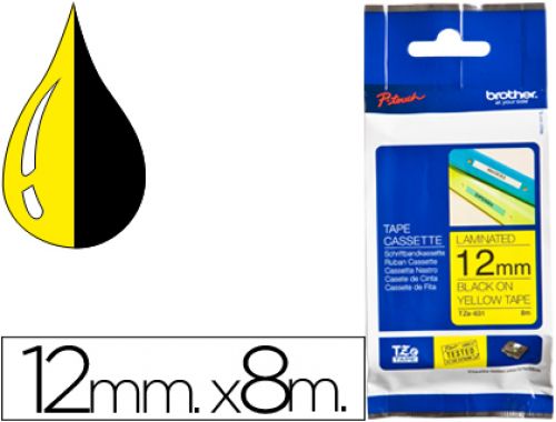 Fita brother tz-631 laminada amarelo-preto 12mm x 8m , Brother , 26820 , 4977766686686
